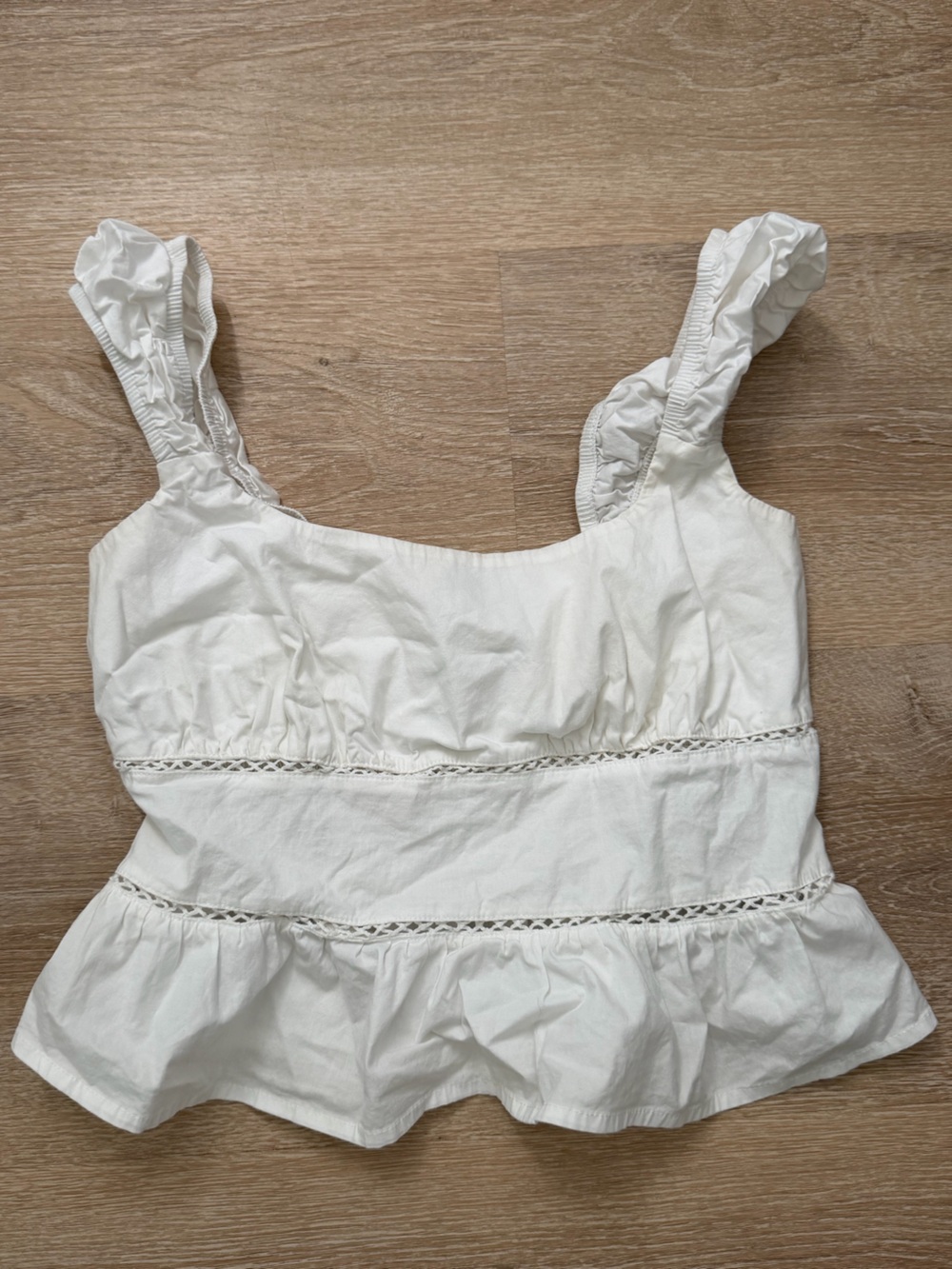 wild fable White Eyelet-Detail Tank